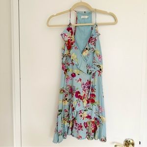 Floral Print Mini Dress with Ruffled Details 100% Viscose